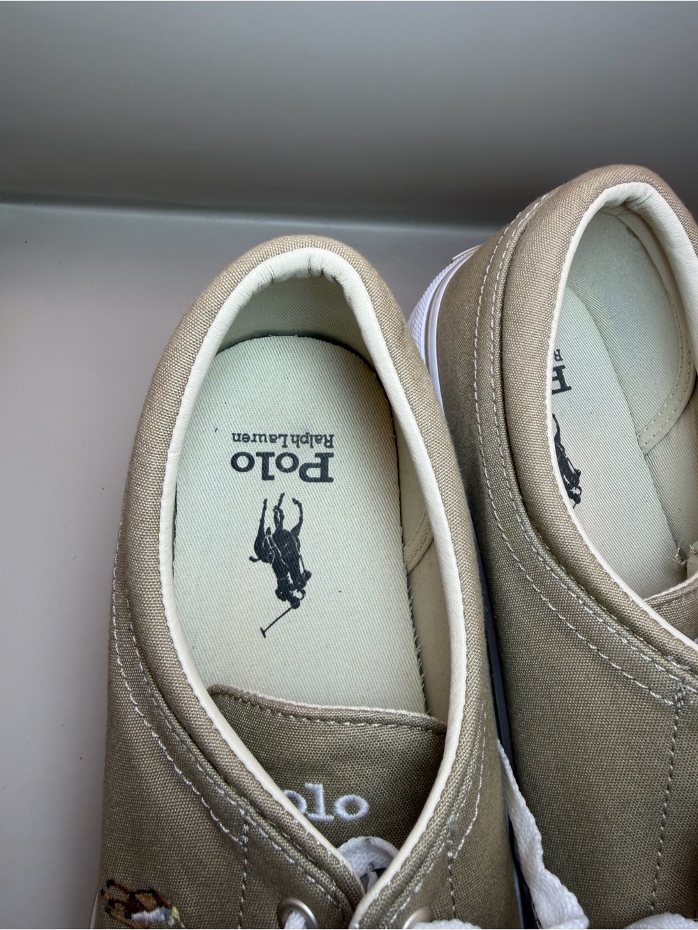 Polo Ralph Lauren Faxon X Tan Canvas Sneakers Mens 10 Casual Shoes - Picture 8 of 11